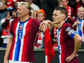 挪威双子星！哈兰德、厄德高包揽欧洲世预赛进球、助攻榜第一