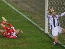 尤文女足补时被拜仁女足绝杀，慢镜显示这似乎是一个压线球