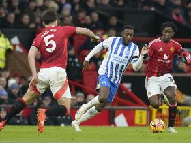 曼联最近三个主场战布莱顿全负，双方交锋最佳射手均不在阵中