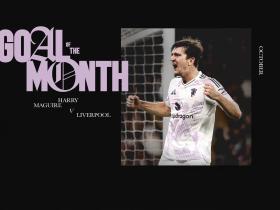 官方：马奎尔双红会制胜球当选曼联10月最佳进球